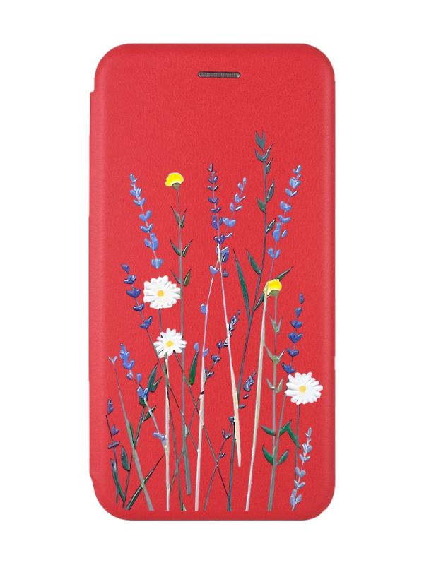 Чохол-книжка з малюнком для Xiaomi Redmi 8A Червоний :: Польові квіти (принт 270)