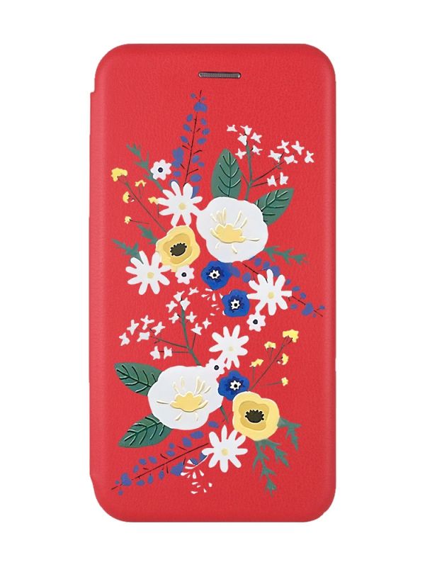 Чохол-книжка з малюнком для Samsung Galaxy A30 (2019) A305/A20 Червоний :: Квіти. Акварель (принт 271)
