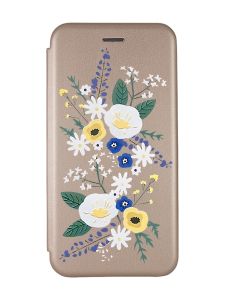 Чохол-книжка з малюнком для Samsung Galaxy A51 (A515) Золотий :: Квіти. Акварель (принт 271)