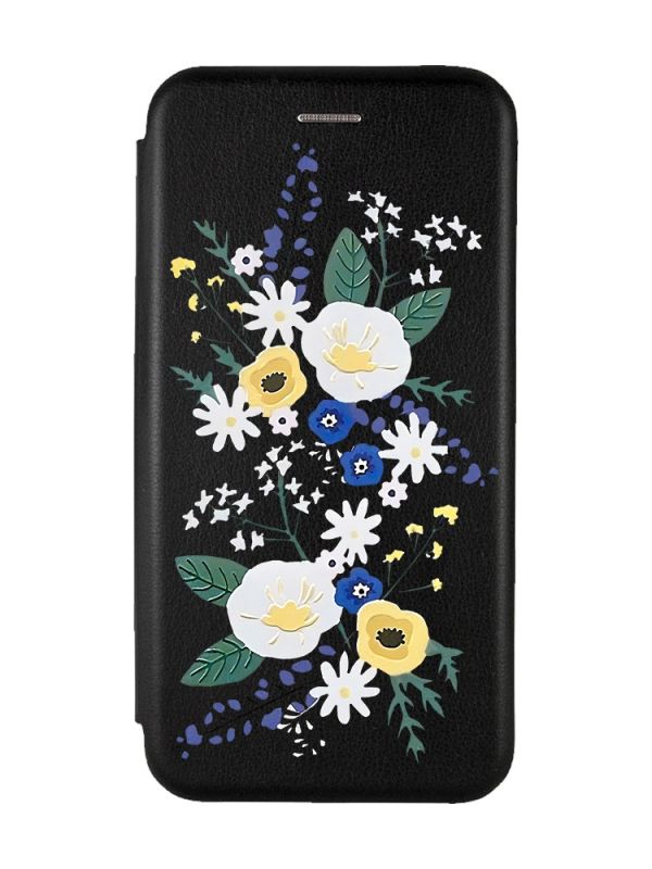 Чохол-книжка з малюнком для Samsung Galaxy A73 5G Чорний :: Квіти. Акварель (принт 271)