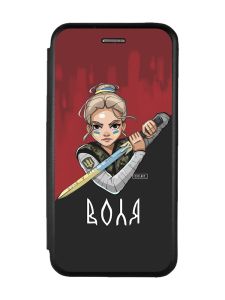 Чохол-книжка з малюнком для Xiaomi Redmi 9C/10A Чорний :: Українська захисниця (принт 171)