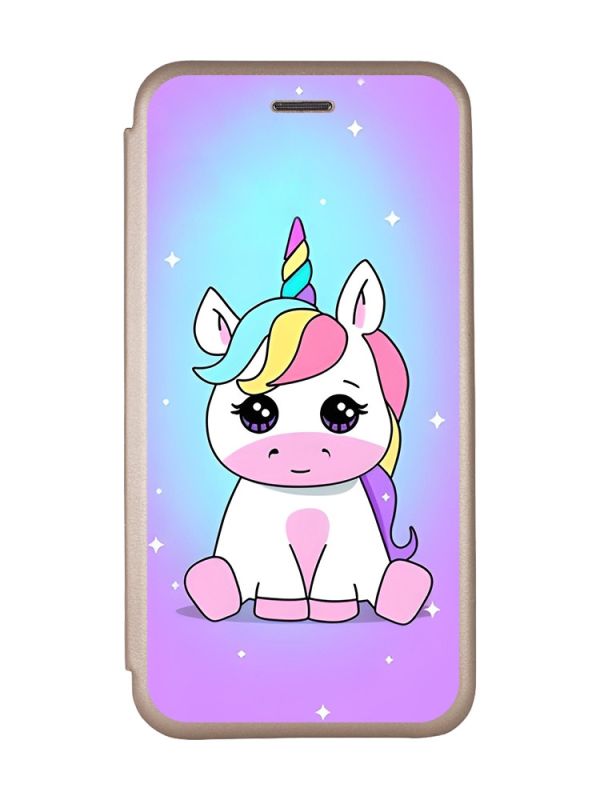Чохол-книжка з малюнком для Samsung Galaxy A50 (2019) A505/A30s Золотий :: Єдиноріг (принт 103)