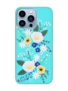 Матовий бірюзовий чохол на Apple iPhone 13 Pro Max :: Квіти. Акварель (принт 271)