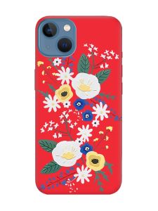 Матовий червоний чохол на Apple iPhone 13 :: Квіти. Акварель (принт 271)