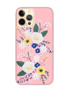 Матовий рожевий чохол на Apple iPhone 12 Pro Max :: Квіти. Акварель (принт 271)