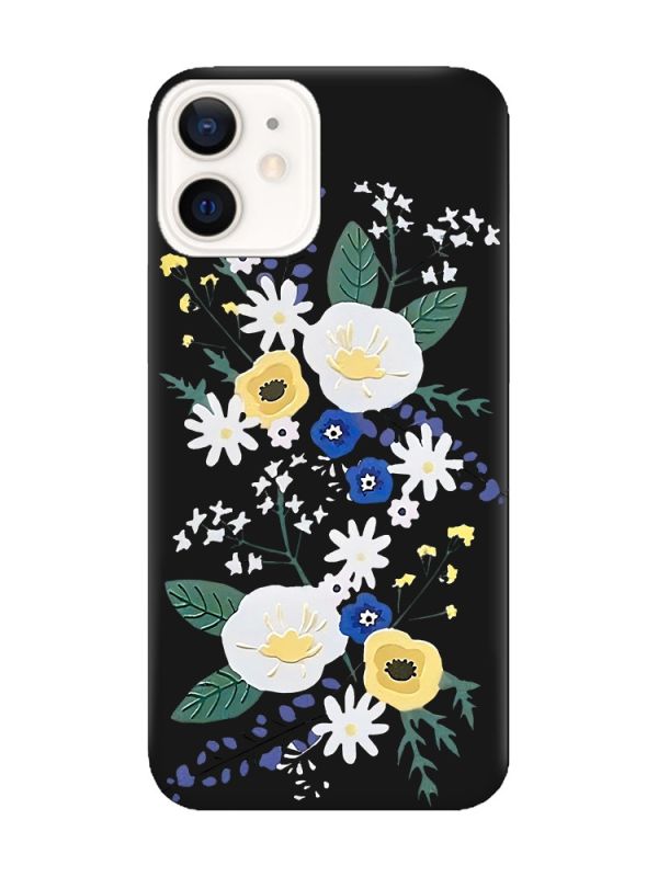 Матовий чорний чохол на Apple iPhone 12 / 12 Pro (6.1) :: Квіти. Акварель (принт 271)