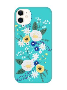 Матовий бірюзовий чохол на Apple iPhone 11 (6.1) :: Квіти. Акварель (принт 271)