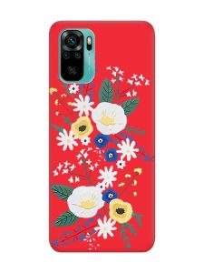 Матовий червоний чохол на Xiaomi Redmi Note 10 / Note 10s :: Квіти. Акварель (принт 271)
