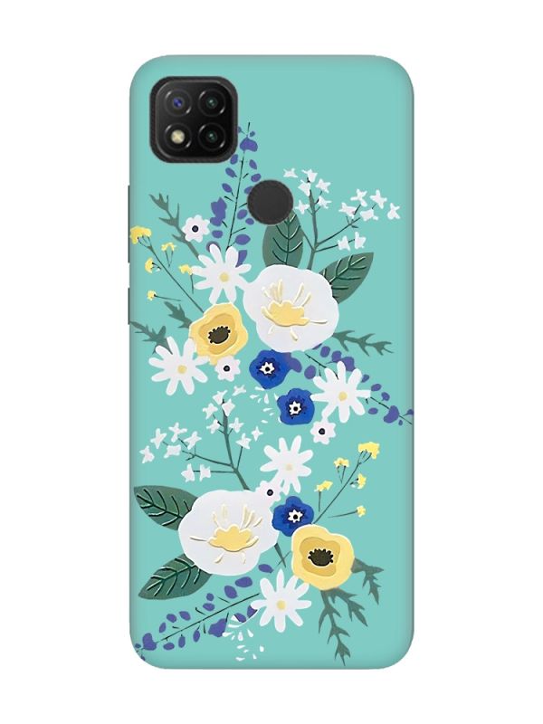 Матовий бірюзовий чохол на Xiaomi Redmi 9C / 10A :: Квіти. Акварель (принт 271)