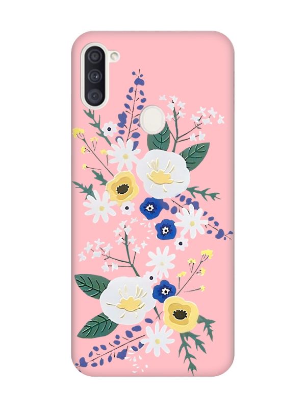 Матовий рожевий чохол на Samsung Galaxy A11 :: Квіти. Акварель (принт 271)