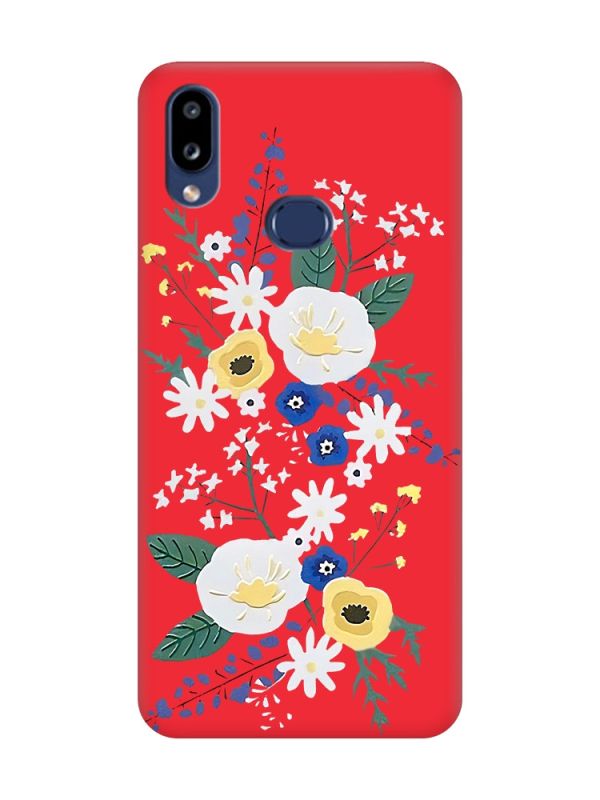 Матовий червоний чохол на Samsung Galaxy A10ѕ A107 :: Квіти. Акварель (принт 271)