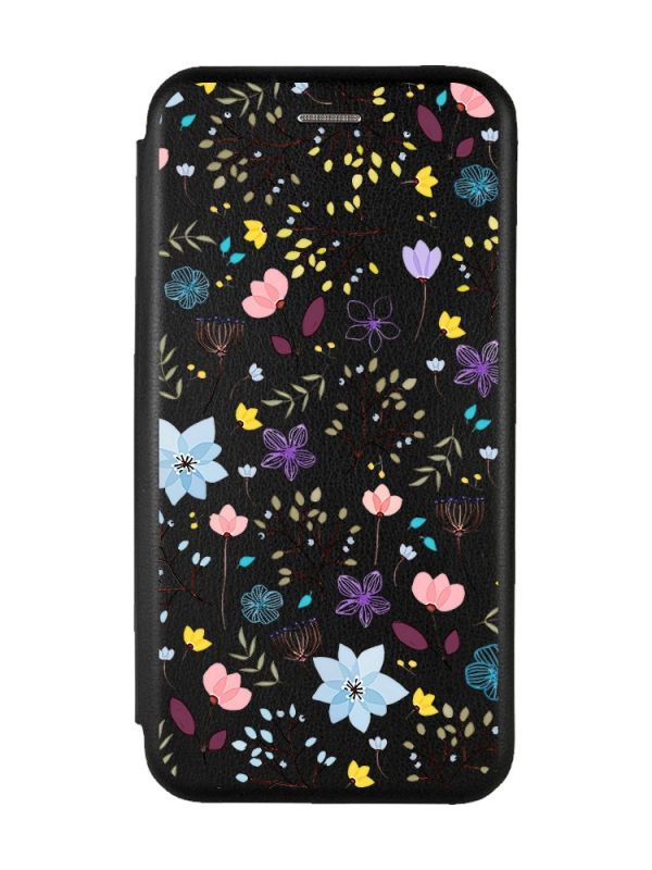 Чохол-книжка з малюнком для Samsung Galaxy A53 4G Чорний :: Квітковий фон (принт 267)