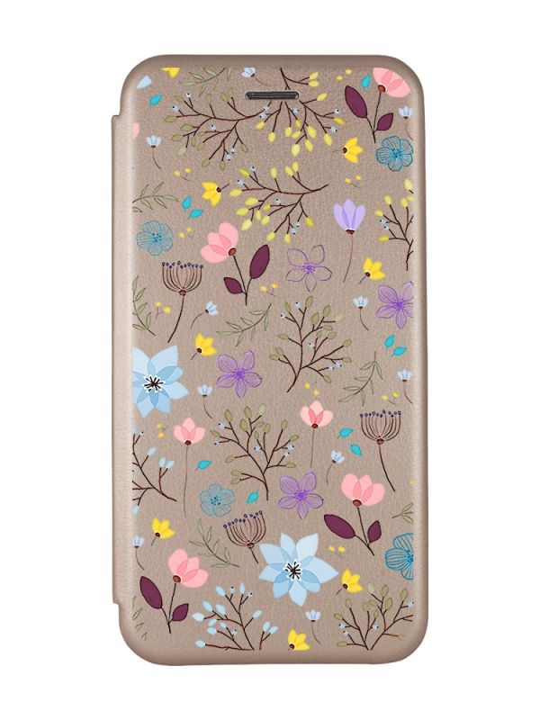 Чохол-книжка з малюнком для Xiaomi Redmi 9C/10A Золотий :: Квітковий фон (принт 267)