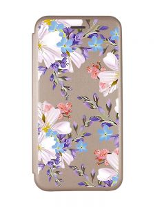 Чохол-книжка з малюнком для Samsung Galaxy A50 (2019) A505/A30s Золотий :: Квітковий малюнок (принт 272)