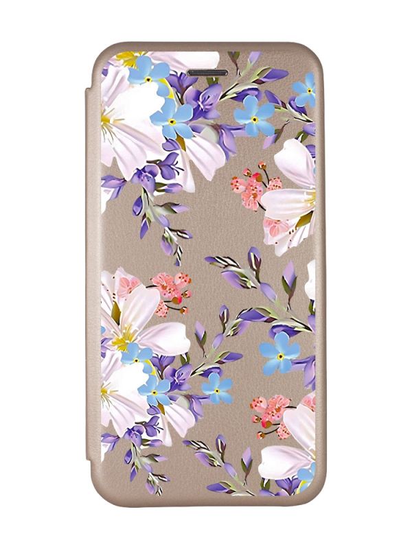 Чохол-книжка з малюнком для Xiaomi Redmi 9C/10A Золотий :: Квітковий малюнок (принт 272)