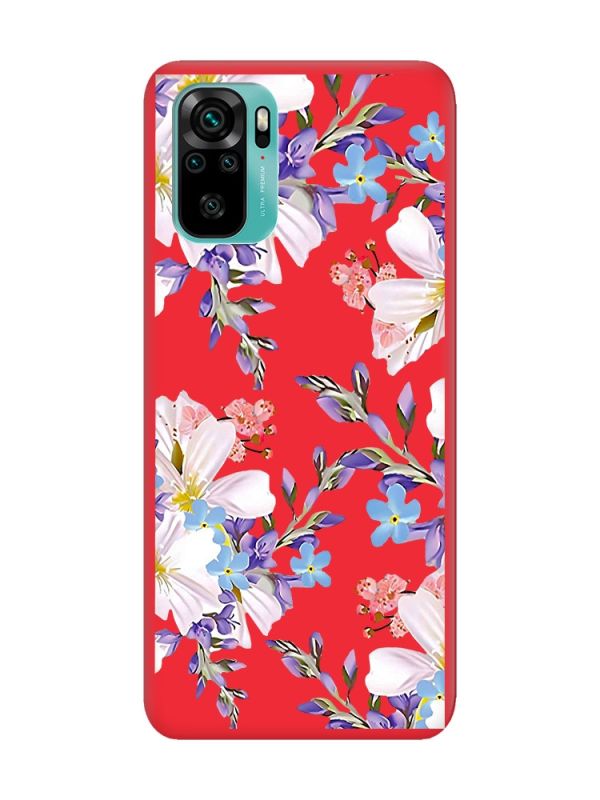 Матовий червоний чохол на Xiaomi Redmi Note 10 / Note 10s :: Квітковий малюнок (принт 272)