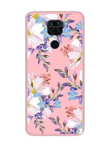 Матовий рожевий чохол на Xiaomi Redmi Note 9 :: Квітковий малюнок (принт 272)