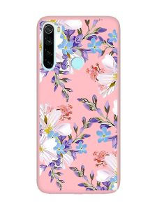 Матовий рожевий чохол на Xiaomi Redmi Note 8 :: Квітковий малюнок (принт 272)