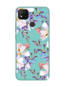 Матовий бірюзовий чохол на Xiaomi Redmi 9C / 10A :: Квітковий малюнок (принт 272)