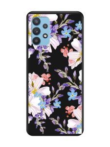 Матовий чорний чохол на Samsung Galaxy A32 :: Квітковий малюнок (принт 272)