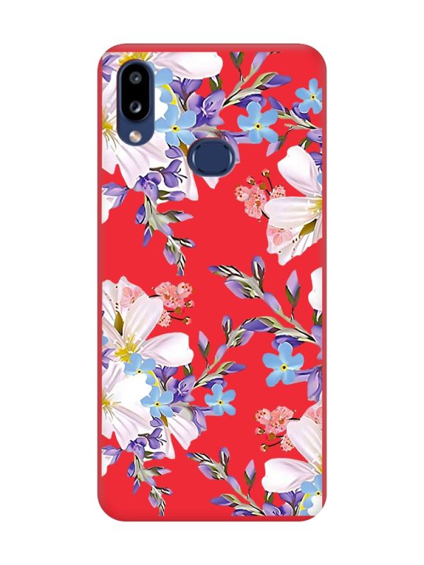 Матовий червоний чохол на Samsung Galaxy A10ѕ A107 :: Квітковий малюнок (принт 272)