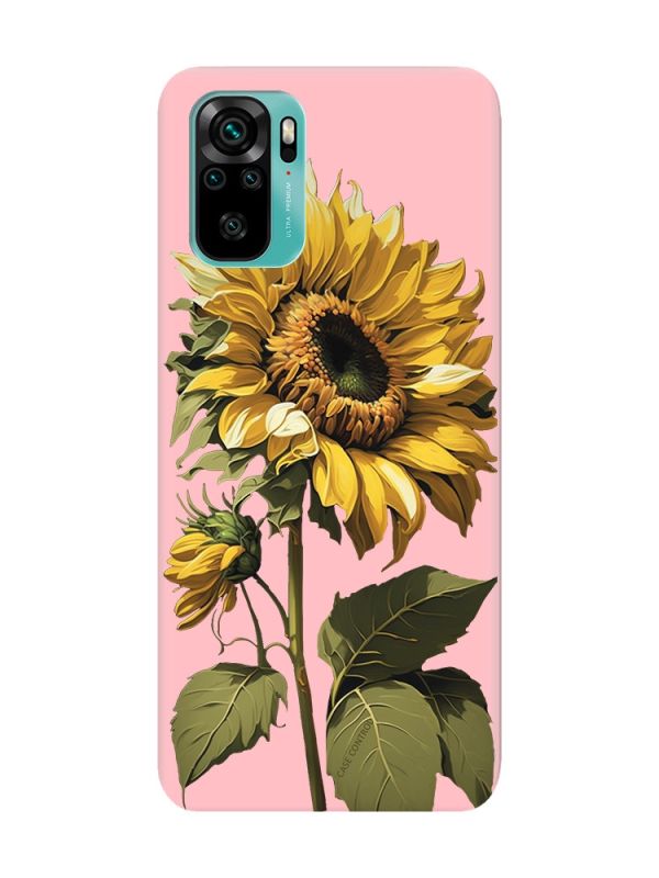 Матовий рожевий чохол на Xiaomi Redmi Note 10 / Note 10s :: Соняшник (принт 274)
