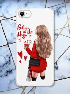 Чохол з потовщеними кутами на iPhone 7/ 7s/ 8/ 8s :: Дівчина з кавою (принт 137)