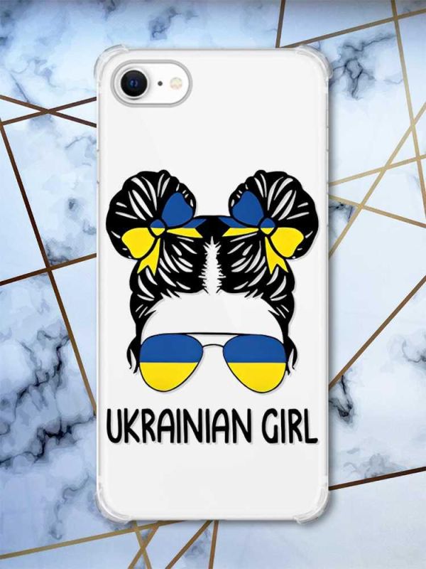 Чохол з потовщеними кутами на iPhone 7/ 7s/ 8/ 8s :: Українська дівчина (патріотичний принт 113)
