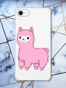 Чохол з потовщеними кутами на iPhone 7/ 7s/ 8/ 8s :: Лама рожева (принт 100)