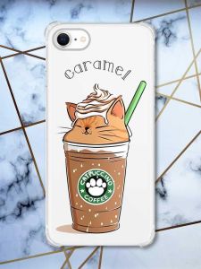 Чохол з потовщеними кутами на iPhone 7/ 7s/ 8/ 8s :: Капучіно котик (принт 97)