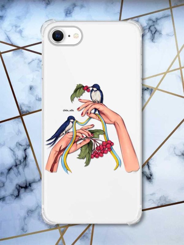 Чохол з потовщеними кутами на iPhone 7/ 7s/ 8/ 8s :: Ластівки (патріотичний принт 15)