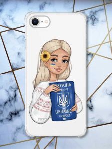 Чохол з потовщеними кутами на iPhone 7/ 7s/ 8/ 8s :: Дівчина з паспортом (патріотичний принт 13)