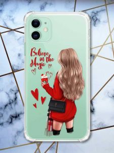 Чохол з потовщеними кутами на Apple iPhone 11 (6.1) :: Дівчина з кавою (принт 137)