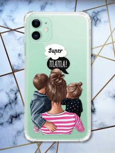 Чохол з потовщеними кутами на Apple iPhone 11 (6.1) :: Супер Мама (принт 29)