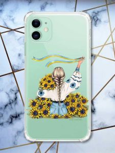 Чохол з потовщеними кутами на Apple iPhone 11 (6.1) :: Дівчина зі стрічкою (патріотичний принт 25)