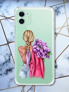 Чохол з потовщеними кутами на Apple iPhone 11 (6.1) :: Дівчина з бузком (принт 7)
