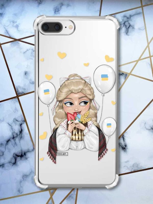 Чохол з потовщеними кутами на iPhone 7 Plus/8 Plus :: Українка з солодощами (принт 175)