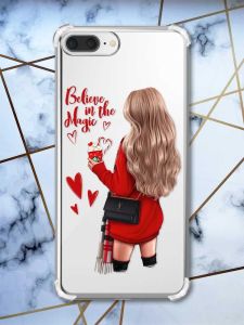 Чохол з потовщеними кутами на iPhone 7 Plus/8 Plus :: Дівчина з кавою (принт 137)