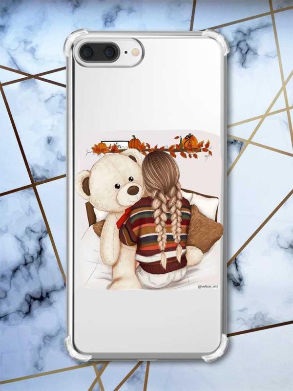 Чохол з потовщеними кутами на iPhone 7 Plus/8 Plus :: Дівчинка з ведмедиком (принт 117)