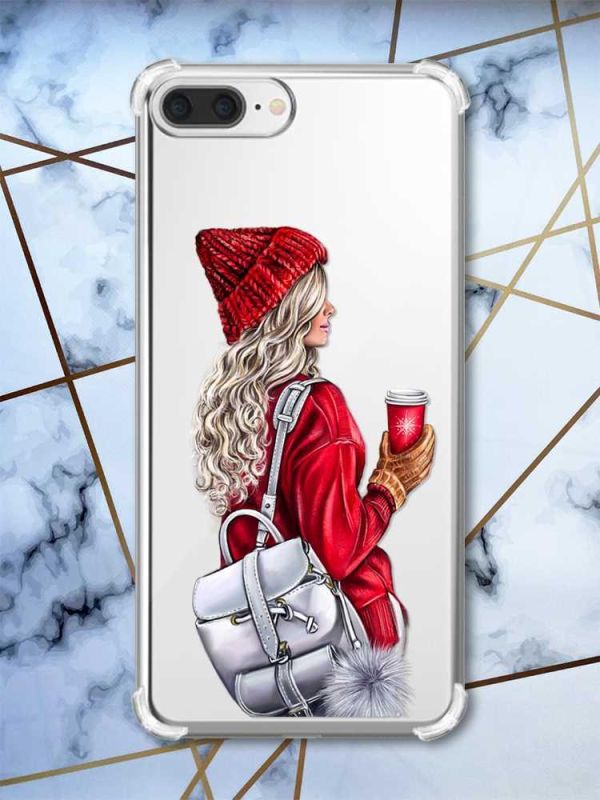Чохол з потовщеними кутами на iPhone 7 Plus/8 Plus :: Дівчина з рюкзаком (принт 9)
