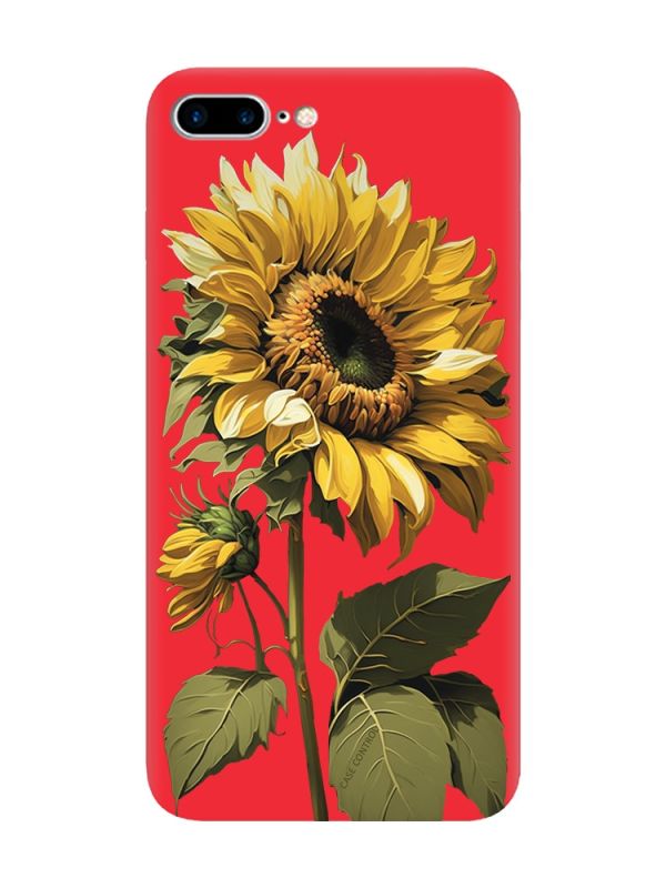Матовий червоний чохол на iPhone 7 Plus/8 Plus :: Соняшник (принт 274)
