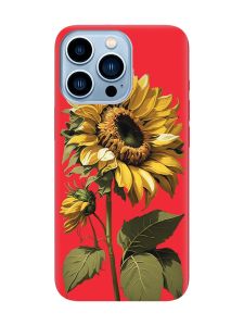 Матовий червоний чохол на Apple iPhone 13 Pro Max :: Соняшник (принт 274)