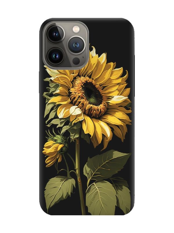 Матовий чорний чохол на Apple iPhone 13 Pro :: Соняшник (принт 274)