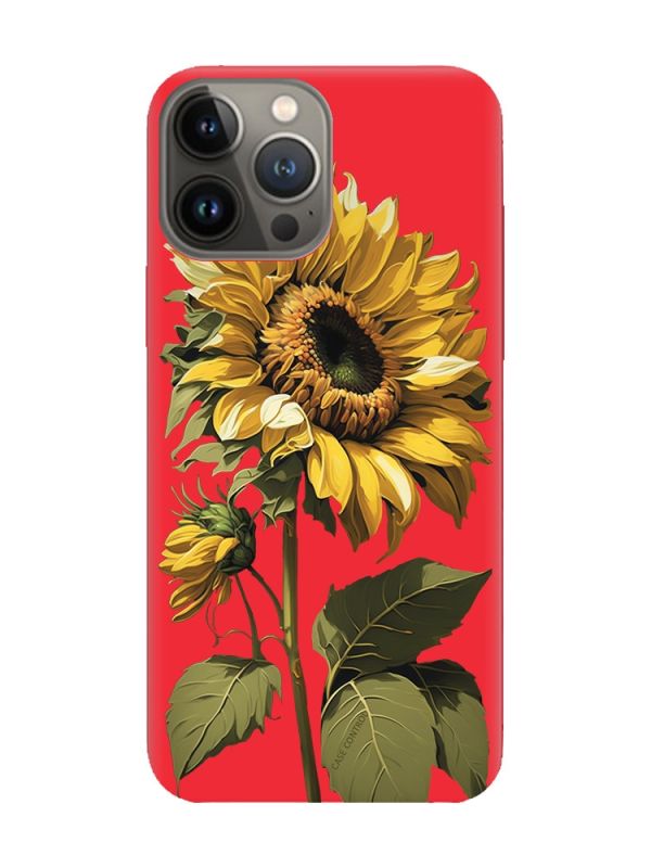 Матовий червоний чохол на Apple iPhone 13 Pro :: Соняшник (принт 274)