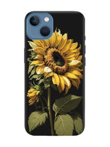 Матовий чорний чохол на Apple iPhone 13 :: Соняшник (принт 274)