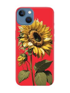 Матовий червоний чохол на Apple iPhone 13 :: Соняшник (принт 274)