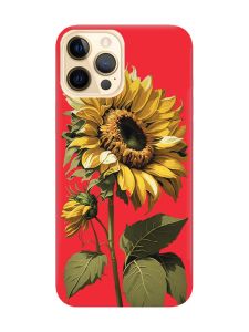 Матовий червоний чохол на Apple iPhone 12 Pro Max :: Соняшник (принт 274)