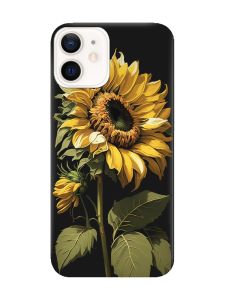 Матовий чорний чохол на Apple iPhone 12 / 12 Pro (6.1) :: Соняшник (принт 274)