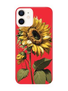 Матовий червоний чохол на Apple iPhone 12 / 12 Pro (6.1) :: Соняшник (принт 274)