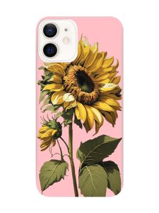 Матовий рожевий чохол на Apple iPhone 12 / 12 Pro (6.1) :: Соняшник (принт 274)